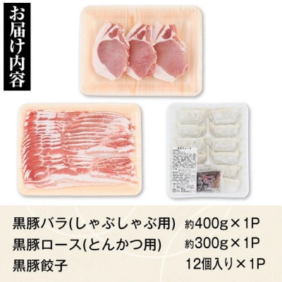 特選黒豚バラ・とんかつセット!黒豚餃子(12個入)×1P付き　A02042
