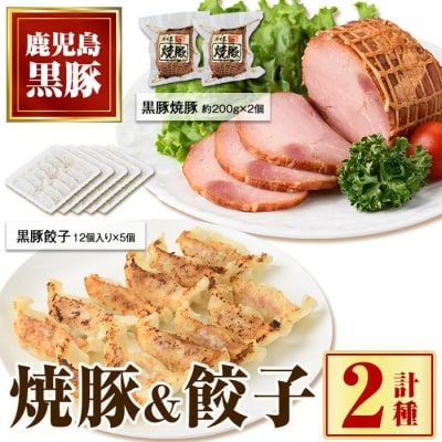 黒豚焼豚(2個)&黒豚餃子(12個入×5パック)セット　A02048