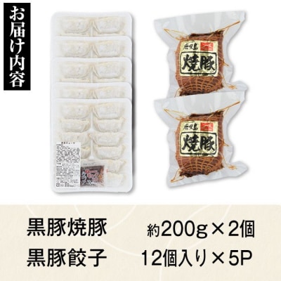 黒豚焼豚(2個)&黒豚餃子(12個入×5パック)セット　A02048