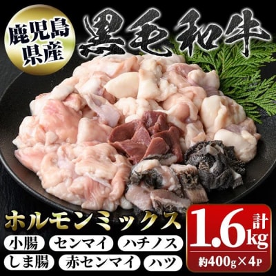 鹿児島県産黒毛和牛ホルモンミックス (計約1.6kg・約400g×4P)【新村畜産】　A01008