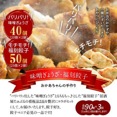 定期便3回 3ヶ月毎にお届け　パリパリひと口ぎょうざともちもち餃子セット 計90個　H136-045