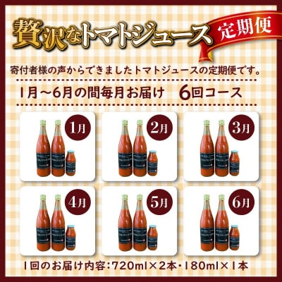 【個数限定】毎日の習慣に!トマト100%贅沢なトマトジュース 6回定期便　H004-165