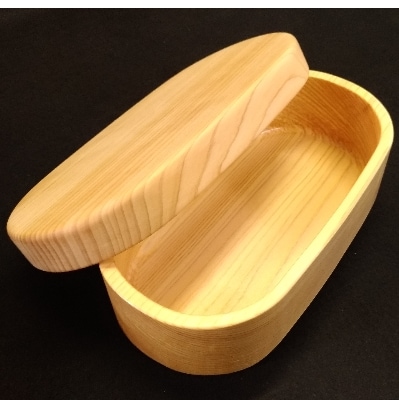 【木彫り弁当箱】　桧わっぱ弁当箱　大