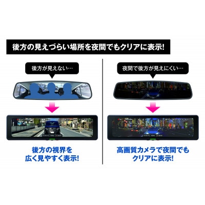 前後2カメラドライブレコーダー搭載のデジタルインナーミラー CS-2000SM
