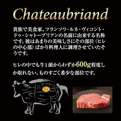 【佐賀牛】A5～A4ランク 希少なシャトーブリアン!ヒレ ステーキ 480g(3枚入)(小城市)