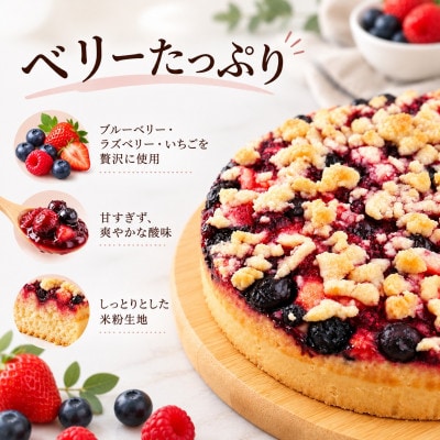 グルテンフリーヴィーガン米粉のベリーベリーケーキ18cmホール(8カットしてご提供)
