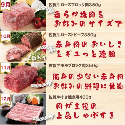 【発送月固定定期便】A5～A4ランク 佐賀牛 毎月届く至福の時(小城市)全12回