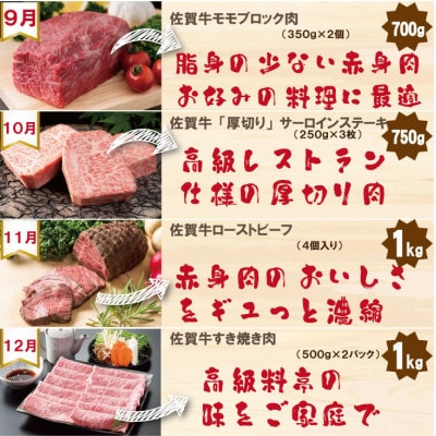 【発送月固定定期便】A5～A4ランク 佐賀牛 毎月届く至福の時 プレミアム(小城市)全12回