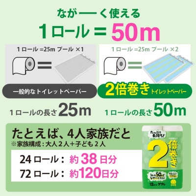 【発送月固定定期便】トイレットペーパーW ホワイト 2倍巻 72ロール(小城市)全3回