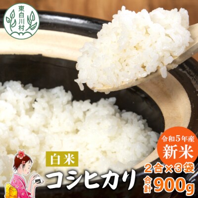 東白川村産 コシヒカリ 白米 2合×3袋 合計900g