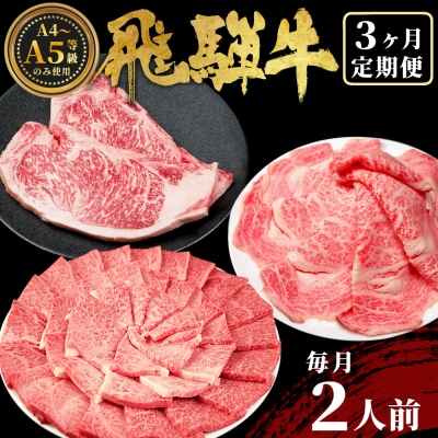 飛騨牛 定期便 全3回 計1.1kg 2人前 すき焼き しゃぶしゃぶ ステーキ 焼肉 牛 肉 牛肉