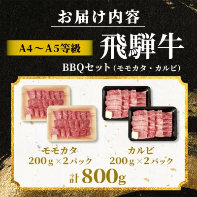 飛騨牛 BBQセットカルビ&モモカタ 800g 焼肉 A5 A4 黒毛和牛 肉のひぐち