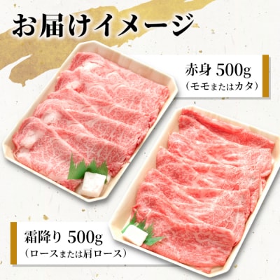 <年内発送> 飛騨牛 赤身&霜降り2種セット (すきしゃぶ用) 計1kg モモ カタロース