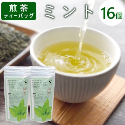 煎茶ティーバッグ ミント 8個×2袋 東白川村産 岐阜県産 煎茶 上煎茶 ミント ティーバッグ 
