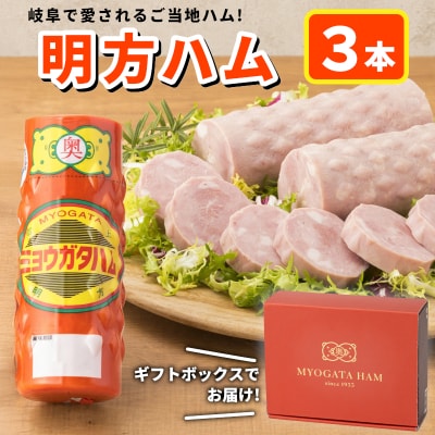 明方ハム 3本 国産 豚肉 プレスハム ギフト JAめぐみの