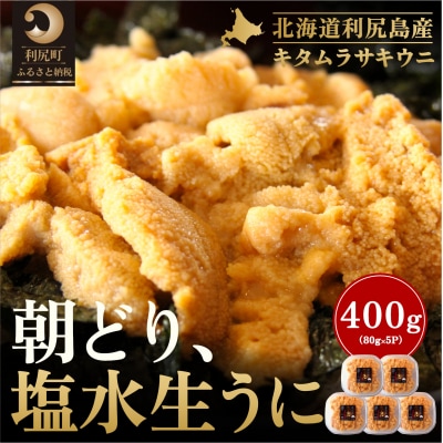 【2026年発送受付】利尻島産「朝どり」塩水生うに400g (80g×5) 天然キタムラサキウニ