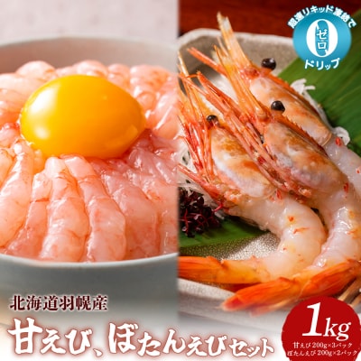 超速リキッド凍結でドリップゼロ!北海道羽幌産甘えび・ぼたんえびセット計1kg【0311701】