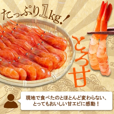 超速リキッド凍結でドリップゼロ!北海道羽幌産生鮮甘えび 1kg【0311202】