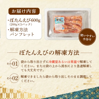 超速リキッド凍結でドリップゼロ!北海道羽幌産生鮮ぼたんえび 600g【03118】