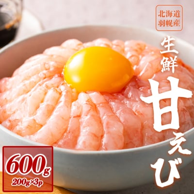 超速リキッド凍結でドリップゼロ!北海道羽幌産生鮮甘えび 600g(200g×3パック)【03121】