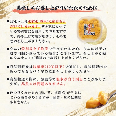 《2026年先行受付》北海道産 塩水ウニ 100g 【6月上旬～8月中旬発送予定】【0211702】