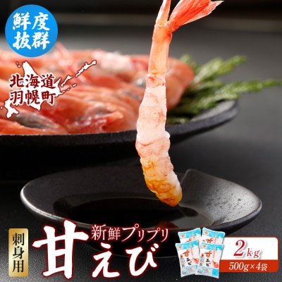 3D冷凍で新鮮そのまま 北海道羽幌産刺身用プリプリ甘えび500g×4【0511902】