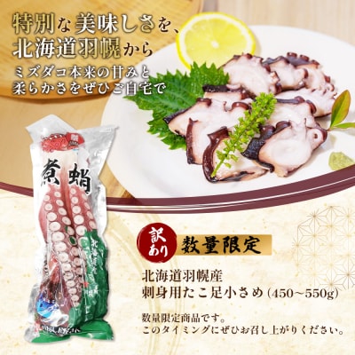 【訳あり】北海道羽幌産 刺身用たこ足小さめ (450～550g)【冷凍】【06114】