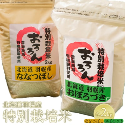 【2025年産】 北海道羽幌産 特別栽培米 おぼろづき・ななつぼし各2kgセット【0812002】