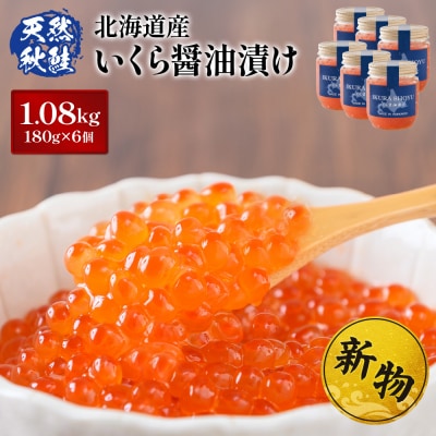 ★2025年新物★ 北海道産 天然秋鮭 いくら醤油漬け1.08kg(180g×6)【02161】