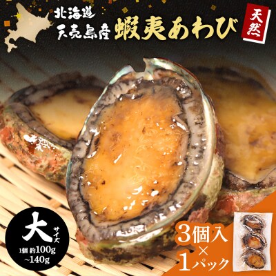 天売島産 天然蝦夷あわび 大サイズ 3個入×1パック (1個 約100g～140g)【02162】