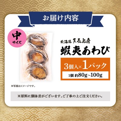 天売島産 天然蝦夷あわび 中サイズ 3個入×1パック (1個 約80g～100g)【02169】