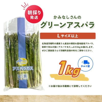 朝採り発送 かみなしさんのグリーンアスパラ 1kg(Lサイズ以上)【32002】