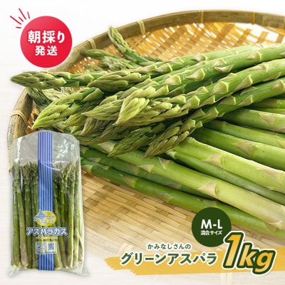 朝採り発送 かみなしさんのグリーンアスパラ 1kg(M-L混合サイズ)【32001】