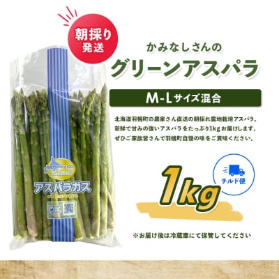 朝採り発送 かみなしさんのグリーンアスパラ 1kg(M-L混合サイズ)【32001】
