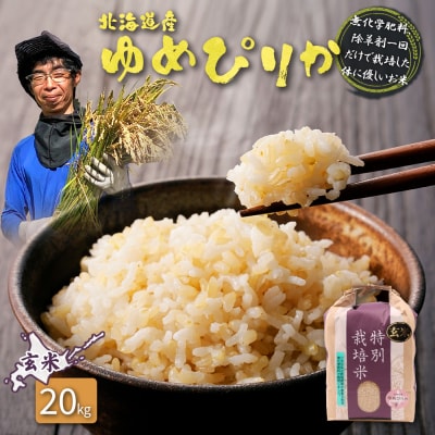 【2025年産】北海道産 特別栽培米 ゆめぴりか 玄米 20kg【25175】