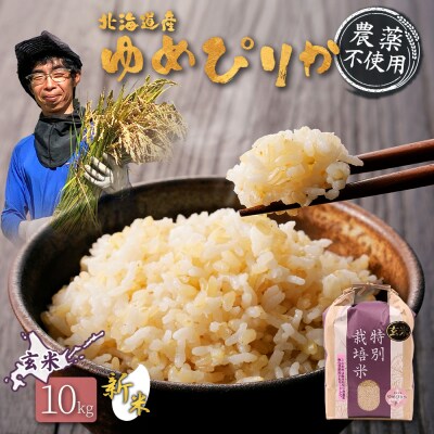 【2026年産新米】北海道産　ゆめぴりか 玄米　10kg(無化学肥料・農薬不使用)【25204】