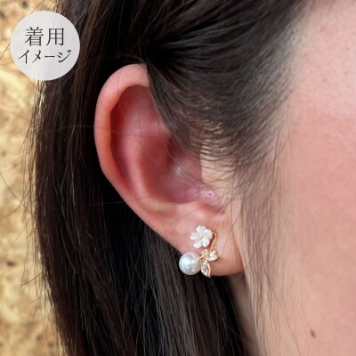5.5-6mm K18PG シェル ホワイトトパーズ ピアス ピンク【K18PG】_S085-302