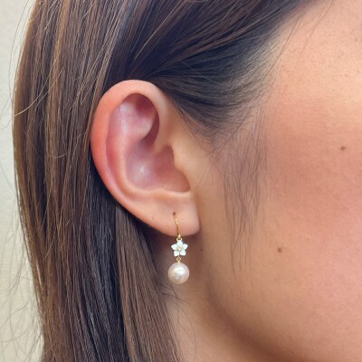 7.5-8mm あこや真珠 ピンクトルマリン ブルートパーズ ピアス【K18YG】_S101-292