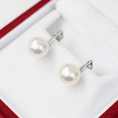 天草産 9mm - 9.5mm あこや真珠 イヤリング【K14WG※直結タイプ】_S101  