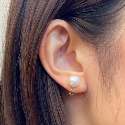 天草産 9mm - 9.5mm あこや真珠 イヤリング【K14WG※直結タイプ】_S101  