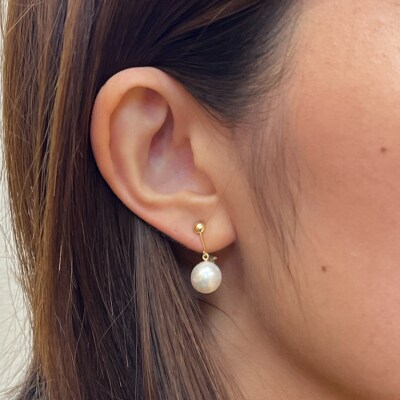 天草産 9mm - 9.5mm あこや真珠 イヤリング【K18YG※ブラタイプ  