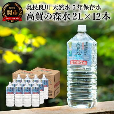 高賀の森水 5年保存水(2000ml 6本×2ケース) S10-22 