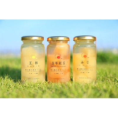 青森県十和田市産　奥入瀬の湧水ジュレ160g×3本セット(紅玉・王林・ふじ)