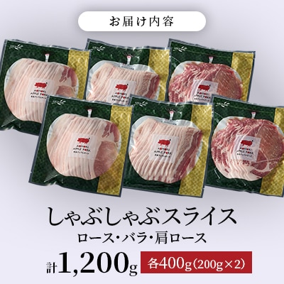 《小分けパック》青森アップルポーク しゃぶしゃぶセット1,200g(6人前・豚肉200g×6パック)