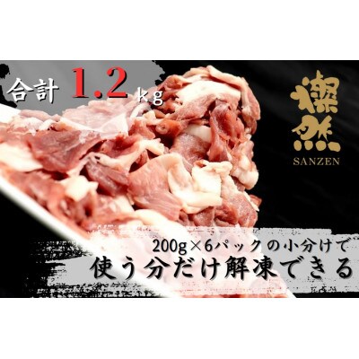 【2週間毎定期便】燦然　豚ウデモモ切り落とし(200g×6p入)　※使いやすい小分パック全12回