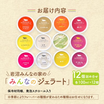 岩沼みんなの家の「みんなのジェラート」12個セット詰め合わせ[No.5704-0636]