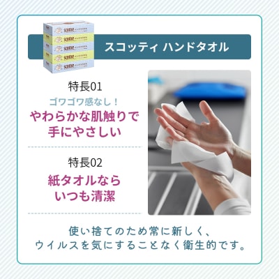 ペーパータオル スコッティ ハンドタオル 5箱 × 12パック入り[No.5704-0417]