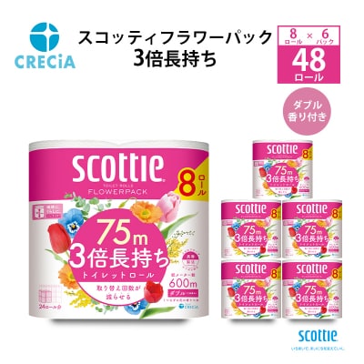トイレットペーパー ダブル スコッティ  8R×6P香り付き[No.5704-0481]