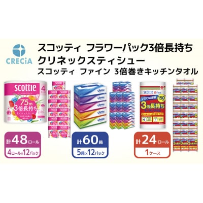 【3品別配送】トイレットペーパー&ティッシュ&キッチンタオル[No.5704-0575]