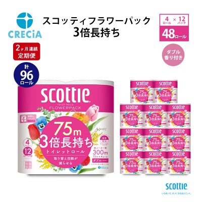 【2ヶ月連続定期便】トイレットペーパーダブル 4R×12P 香り付き[No.5704-0583]